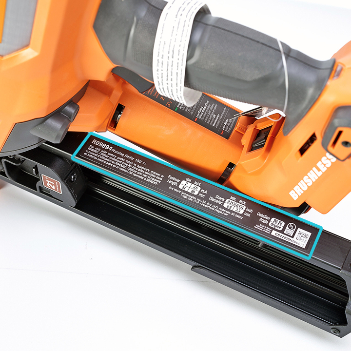Data label of your model and serial number